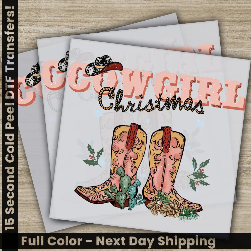 CowGirl Christmas PNG DTF Christmas Transfers Personalized Image Transfers for Shirts High Quality Sublimation Prints