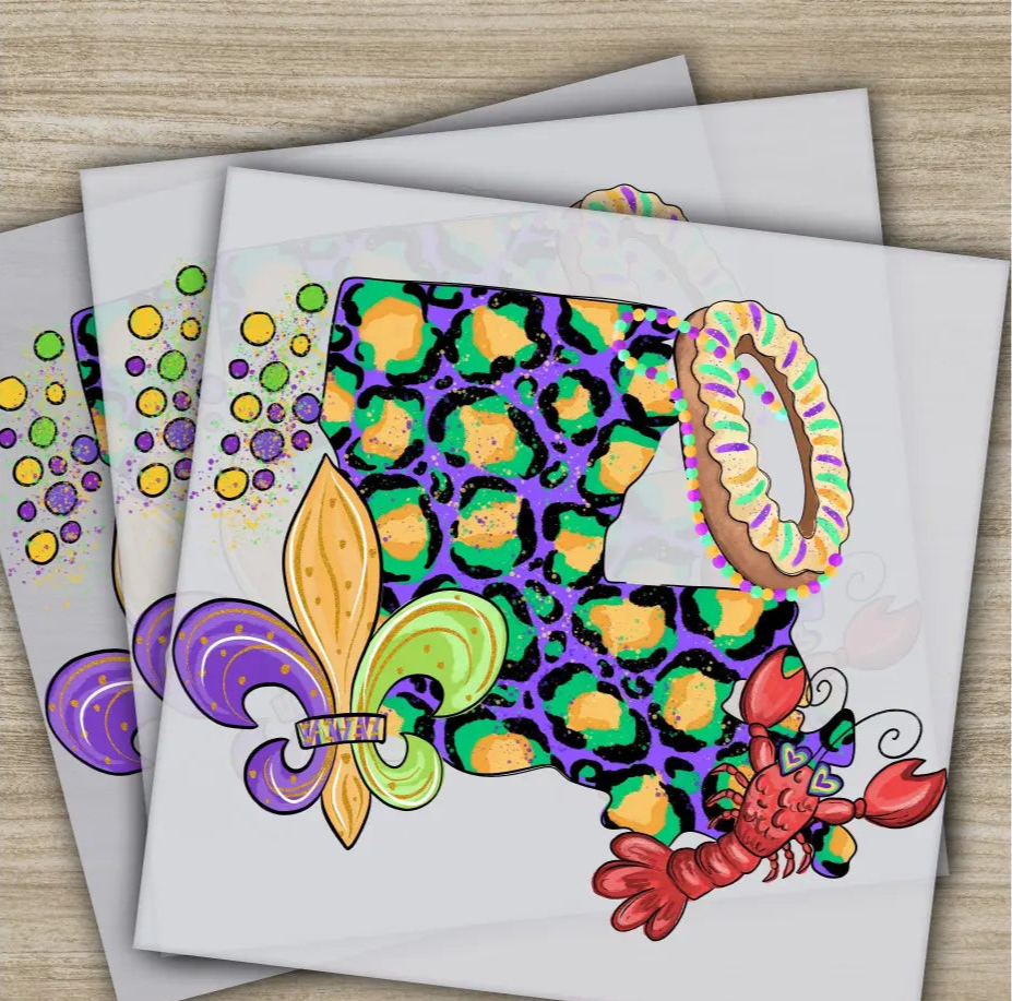 Crewfish Beads Mardi Gras Transfers Ready to Press Personalized DTF Transfers Mardi Gras Gifts High Quality Heat Press