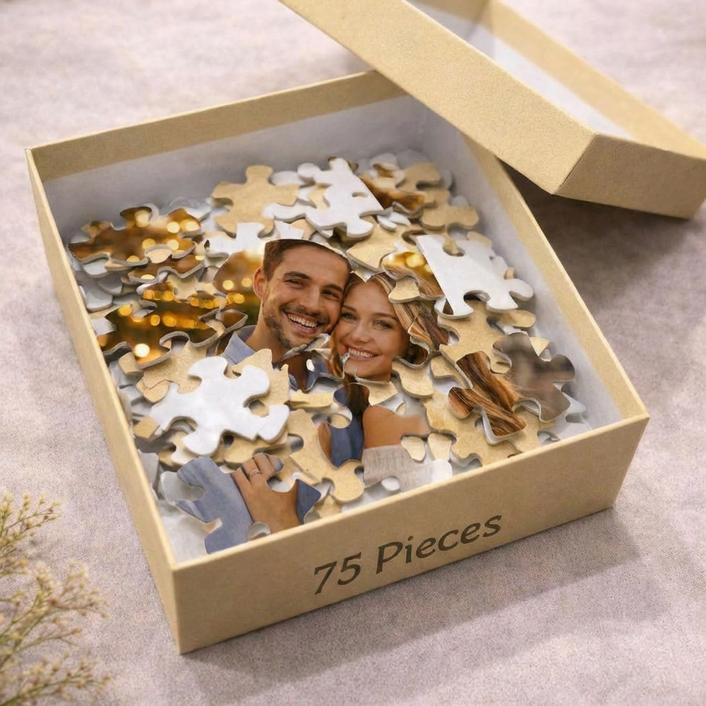Custom heart shaped photo puzzle personalized gift for couples anniversary and valentines day