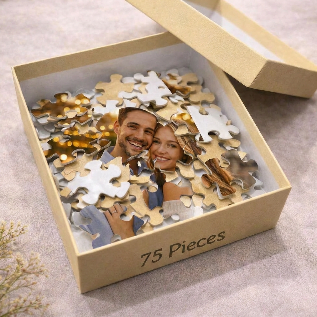 Custom heart shaped photo puzzle personalized gift for couples anniversary and valentines day
