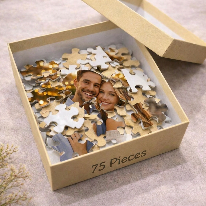 Custom heart shaped photo puzzle personalized gift for couples anniversary and valentines day