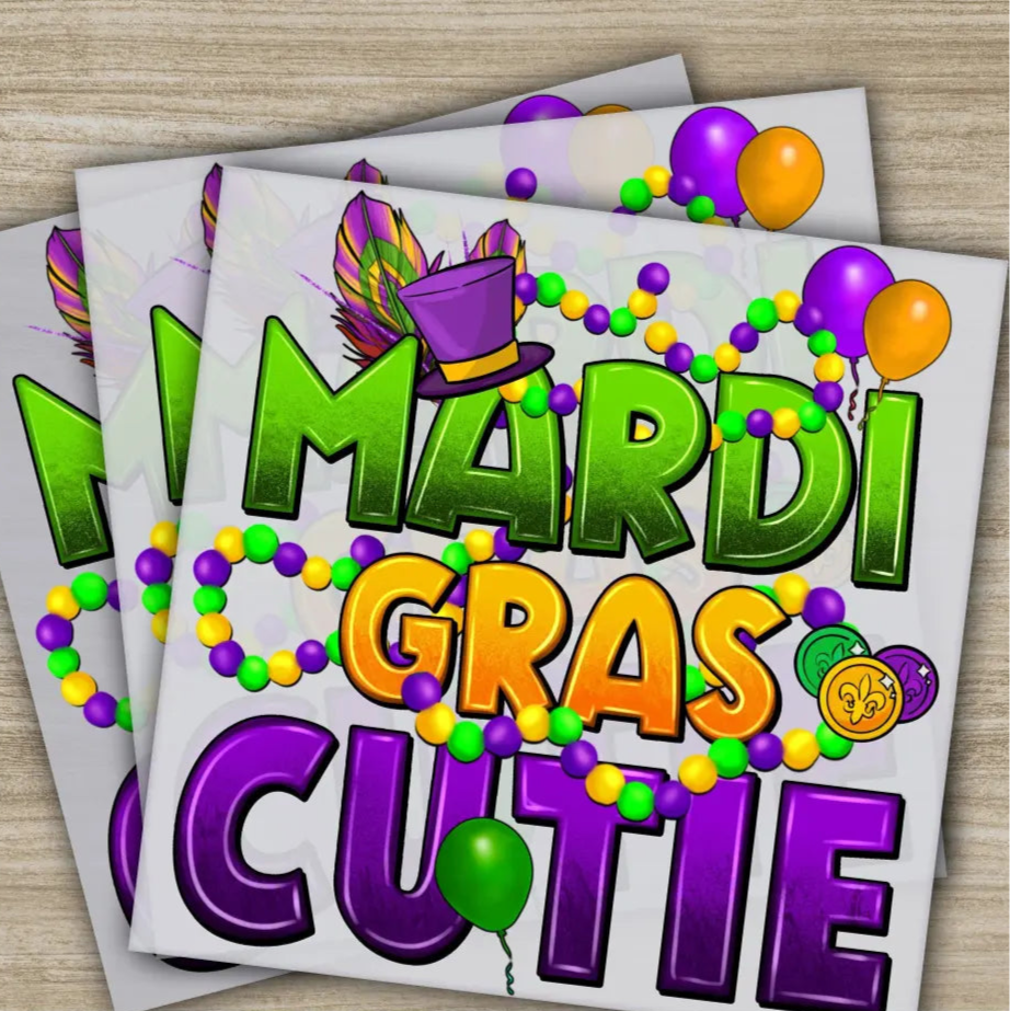 Cutie Bead Hat Mardi Gras Transfers Ready to Press Personalized DTF Transfers Mardi Gras Gifts High Quality Heat Press