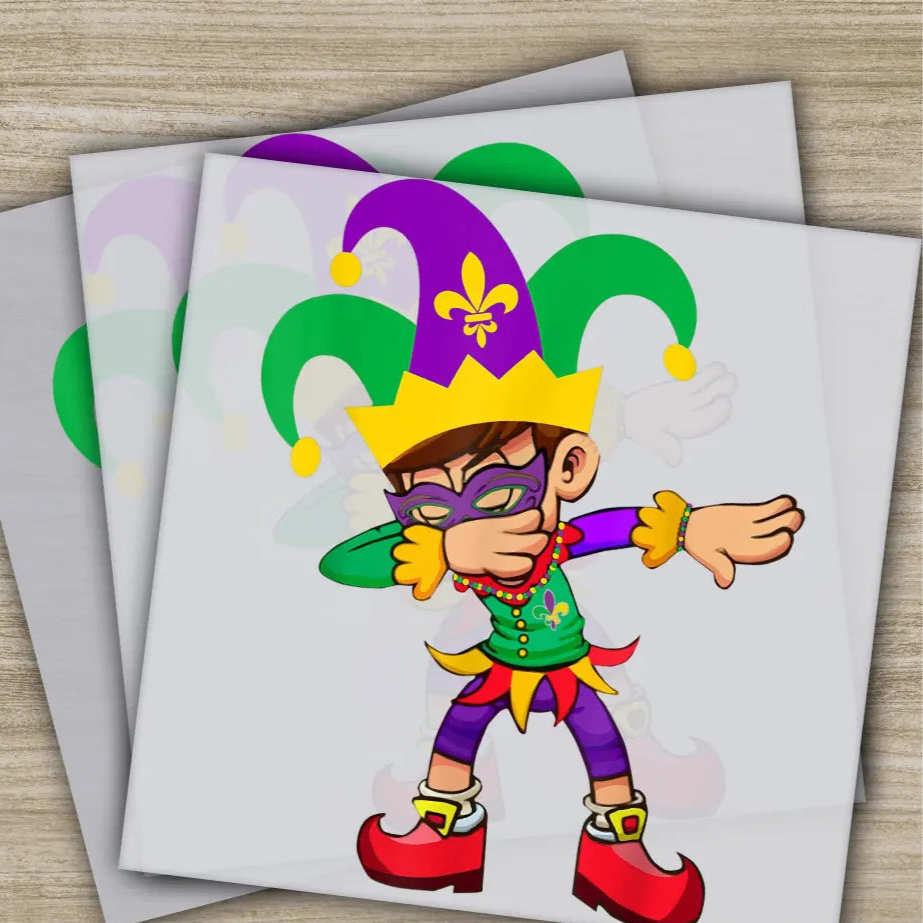 Dabbing Boy Mardi Gras Transfers Ready to Press Personalized DTF Transfers Mardi Gras Gifts High Quality Heat Press DTF