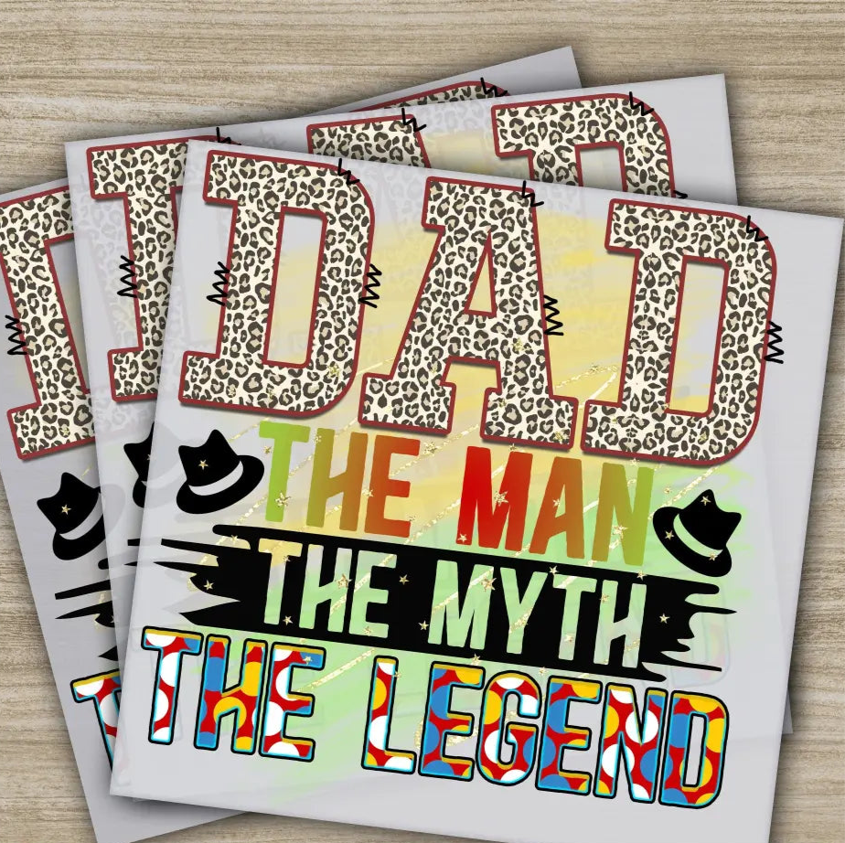 Dad The Man Fathers Day Transfers Ready to Press Personalized DTF Transfers Father’s Day Gifts Heat Press DTF Transfers