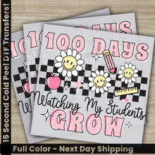 Load image into Gallery viewer, Daisy Chessboard 100 Days Of School Transfer Ready to Press Personalized DTF Transfer 100 Days Of School Gift Heat
