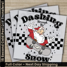 Load image into Gallery viewer, Dashing Snow Christmas DTF Transfers Ready to Press Personalized Gifts Direct to Film Sublimation Screen Prints Fast
