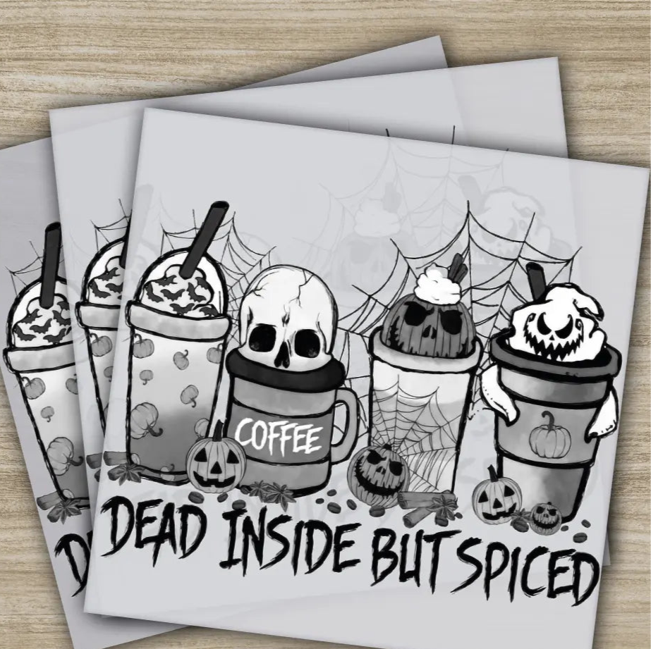 Dead Inside But Spiced Halloween Transfers Ready to Press Personalized DTF Transfers For Family Gifts Heat Press DTF