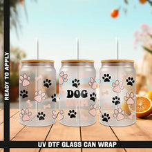 Load image into Gallery viewer, Dog Mom Mama UV DTF Wrap For Glass Cup 16oz Glass Cup Cute Stickers For Cups Gift Sticker Cup
