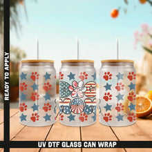 Load image into Gallery viewer, Dog Mom Premium UV DTF Wrap For 4th Of July Glass Cup 16oz Glass Cup Cute Stickers For July Cups Gift Sticker Cup
