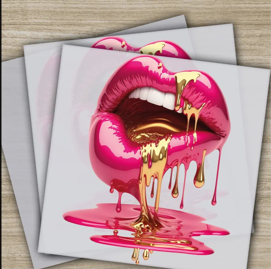 Dripping Melting Lips Ready to Press Personalized DTF Transfers Valentines Gift High Quality Heat Press DTF Transfers