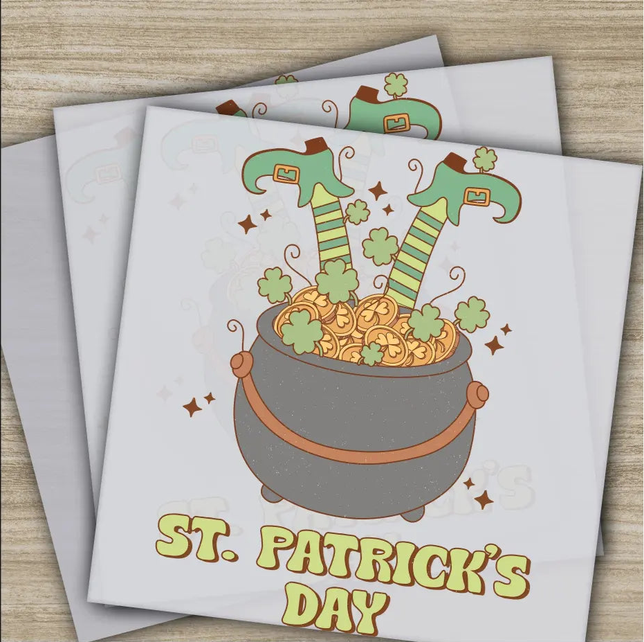 Elf Feet Pot Of Gold St. Patrick’s Day Transfers Ready to Press Personalized DTF Transfer St. Patrick’s Gifts Heat