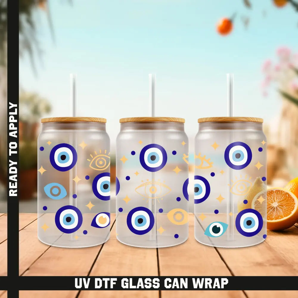 evil eye bead Ready To Apply UV DTF 16oz cup Wrap