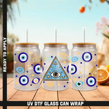 Load image into Gallery viewer, EvilEye UV DTF Wrap For Glass Cup 16oz Glass Cup Cute Stickers For Cups Gift Sticker Cup
