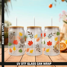 Load image into Gallery viewer, Fall Leaves UV DTF Wrap For Glass Cup 16oz Glass Cup Cute Stickers For Cups Gift Sticker Cup
