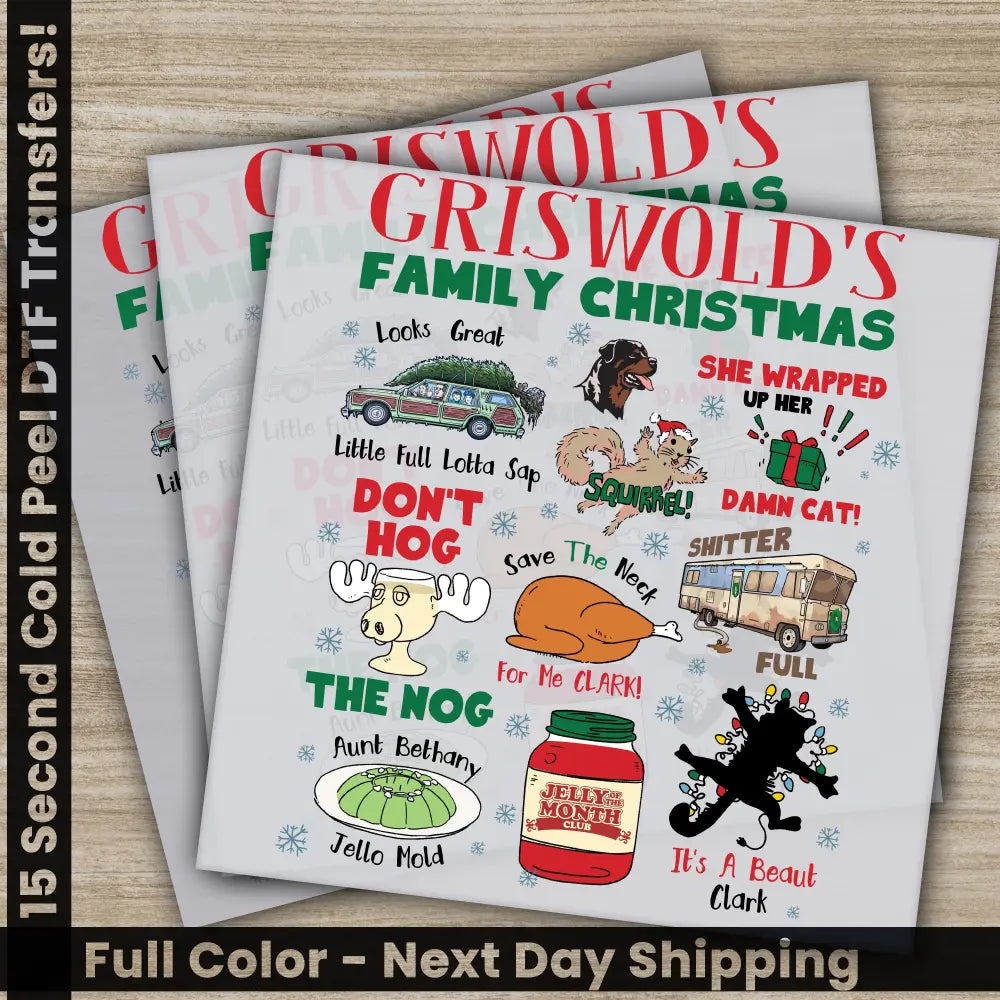 Family Christmas DTF Transfers Ready to Press Personalized Gifts Direct to Film Sublimation Screen Prints,