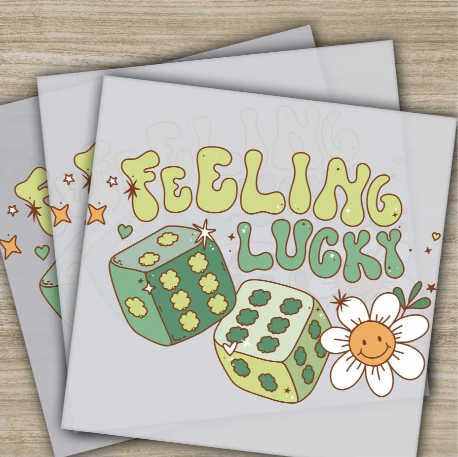 Feeling Lucky Dice St. Patrick’s Day Transfers Ready to Press Personalized DTF Transfers St. Patrick’s Gifts Heat Press