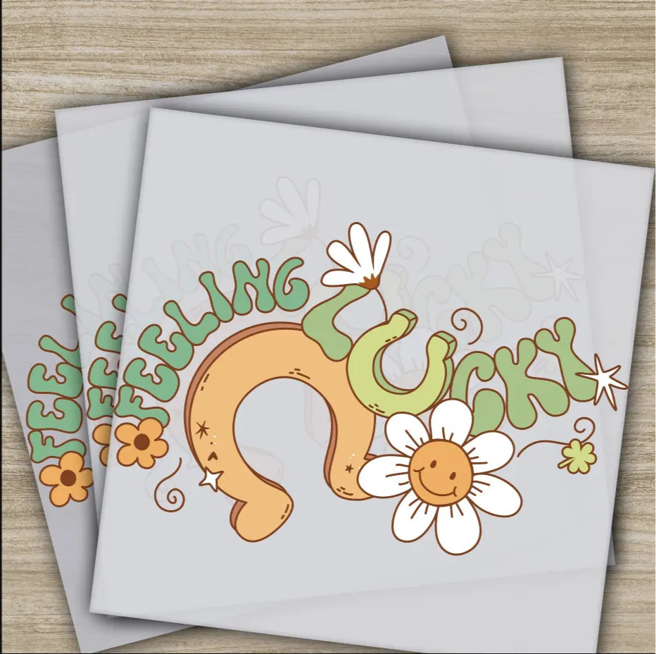 Feeling Lucky Horseshoe St. Patrick’s Day Transfer Ready to Press Personalized DTF Transfer St. Patrick’s Gift Heat