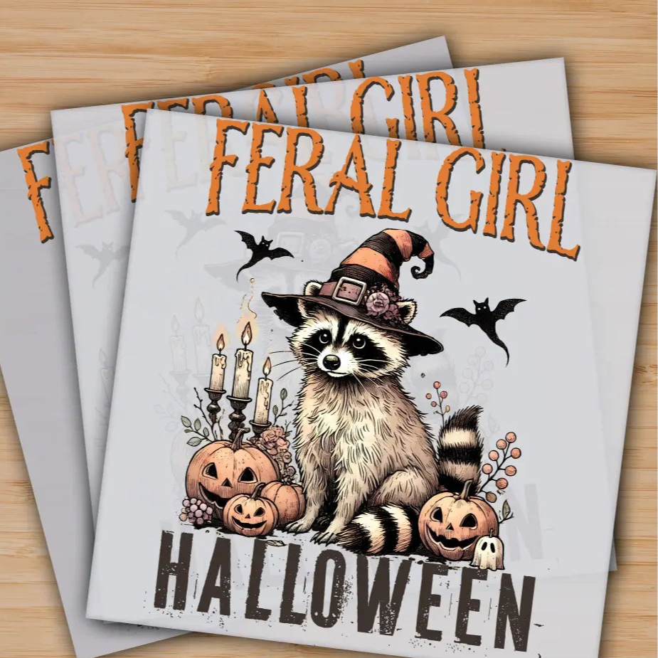 Feral Girl Halloween Ready to Press Personalized Gifts Sublimation DTF Prints Trendy DTF Prints Ready for Press High