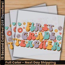 Load image into Gallery viewer, First Grade Teacher Back To School Ready to Press Personalized Gifts Sublimation DTF Prints Trendy DTF Prints Ready
