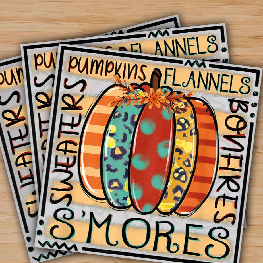 Flannels Bonfires S’mores Sweaters Pumpkins Ready to Press Personalized Gifts Sublimation DTF Prints Trendy DTF Prints