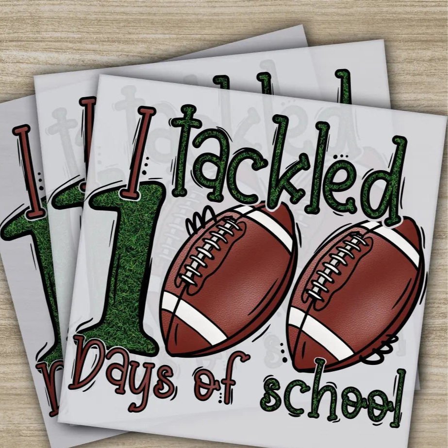 Football Ball 100 Days Of School Transfers Ready to Press Personalized DTF Transfers 100 Days Of School Gifts Heat