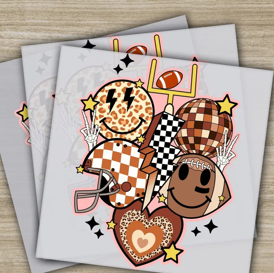 Football Heart Disco Ball American Football Transfers Ready to Press Personalized DTF Transfers Sport Gifts Heat Press