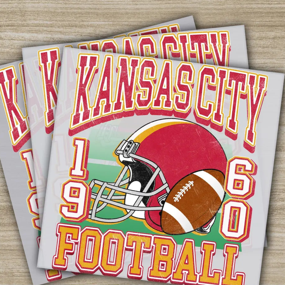 Football Kansas American Football Transfers Ready to Press Personalized DTF Transfers Sport Gifts Heat Press DTF