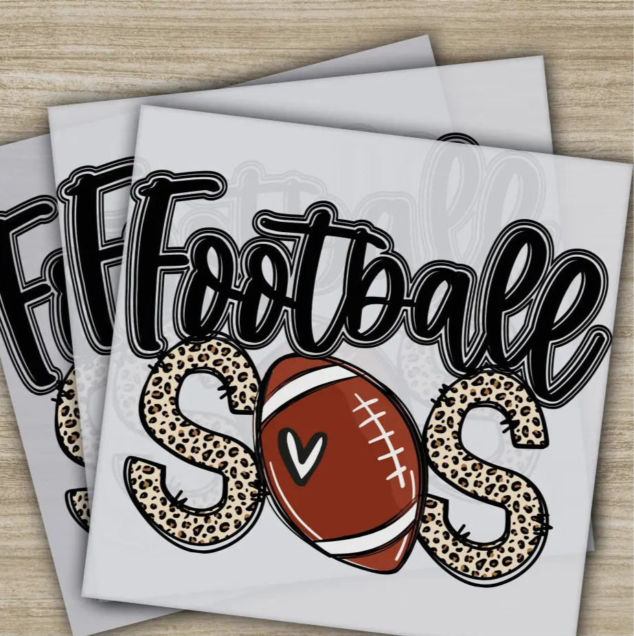 Football Sister Leopard American Football Transfers Ready to Press Personalized DTF Transfers Sport Gifts Heat Press