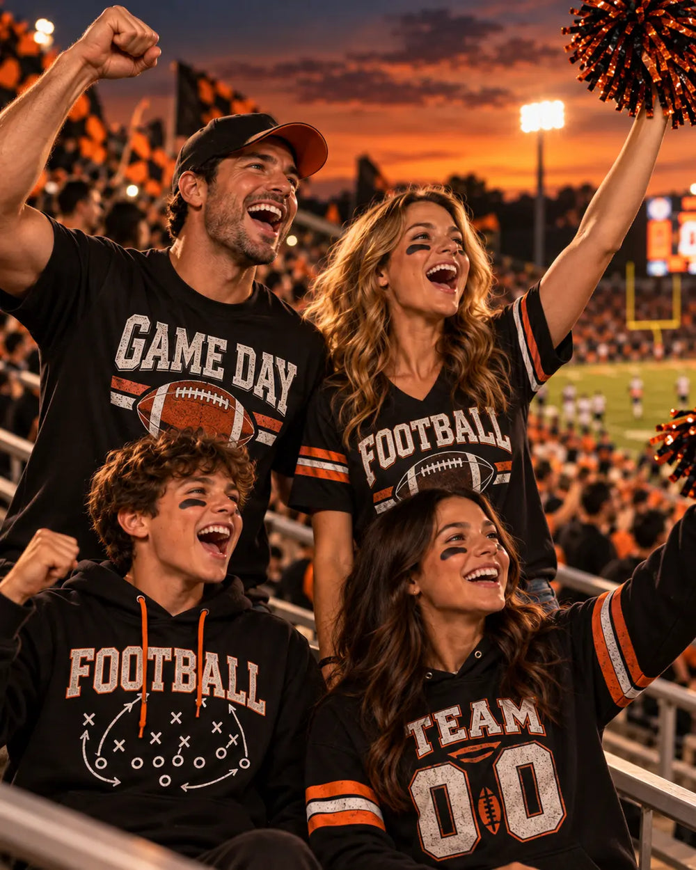 Football team and school spirit apparel with custom DTF shirts and game day gear by MAYA TX