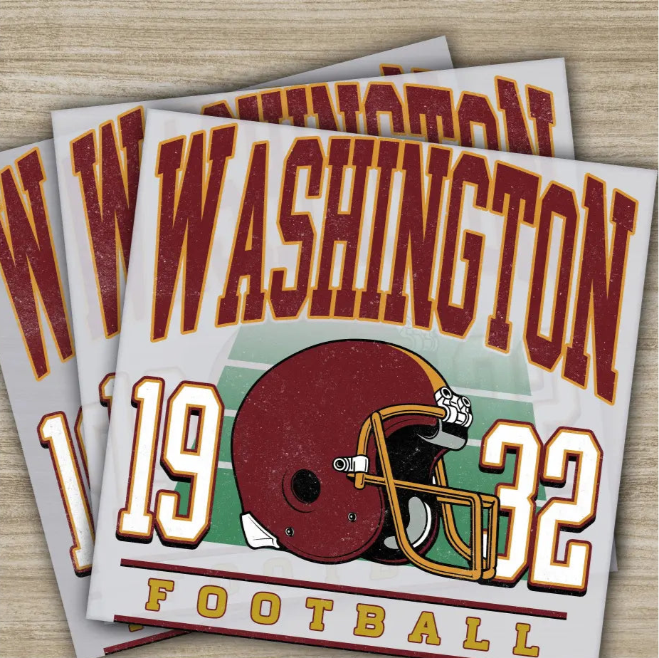Football Washington 1932 American Football Transfers Ready to Press Personalized DTF Transfers Sport Gifts Heat Press