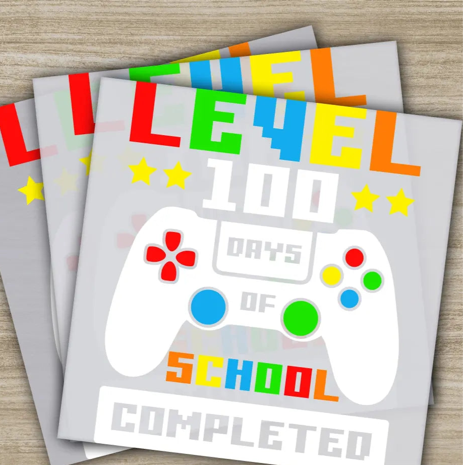 Game Console 100 Days Of School Transfers Ready to Press Personalized DTF Transfers 100 Days Of School Gifts Heat Press
