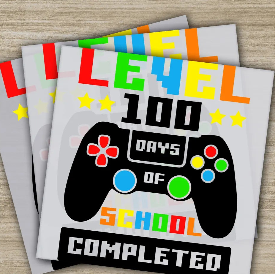 Game Console 100 Days Of School Transfers Ready to Press Personalized DTF Transfers 100 Days Of School Gifts Heat Press