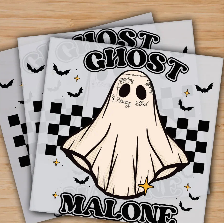 Ghost Malone Spooky Season Ready to Press Personalized Gifts Sublimation DTF Prints Trendy DTF Prints Ready for Press