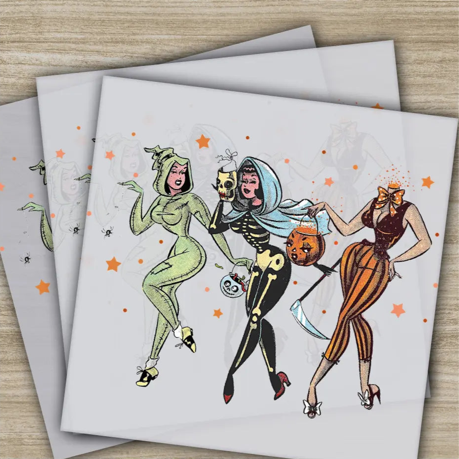 Girls Halloween Transfers Ready to Press Personalized DTF Transfers For Family Gifts Heat Press DTF Transfers