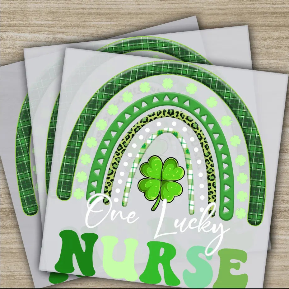 Green Rainbow Nurse St. Patrick’s Day Transfers Ready to Press Personalized DTF Transfers St. Patrick’s Gifts Heat