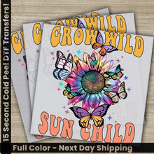 Load image into Gallery viewer, Grow Wild Sun Child Colorful Butterfly Ready to Press Personalized DTF Transfers Heat Press DTF Transfer
