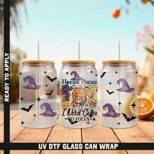 Load image into Gallery viewer, a set of three halloween themed glasses on a wooden table
