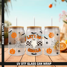 Load image into Gallery viewer, a set of three halloween glass can wraps
