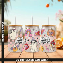 Load image into Gallery viewer, Halloween Pumpkin Spooky Season UV DTF Wrap For Glass Cup 16oz Glass Cup Cute Stickers For Cups Gift Sticker Cup
