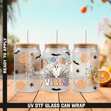 Load image into Gallery viewer, Halloween Pumpkin Spooky Season UV DTF Wrap For Glass Cup 16oz Glass Cup Cute Stickers For Cups Gift Sticker Cup
