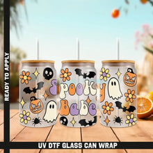 Load image into Gallery viewer, Halloween Pumpkin Spooky Season UV DTF Wrap For Glass Cup 16oz Glass Cup Cute Stickers For Cups Gift Sticker Cup
