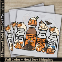 Load image into Gallery viewer, a set of three cards with pumpkin spice and whipped cream
