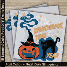 Load image into Gallery viewer, two greeting cards with a cat and a pumpkin
