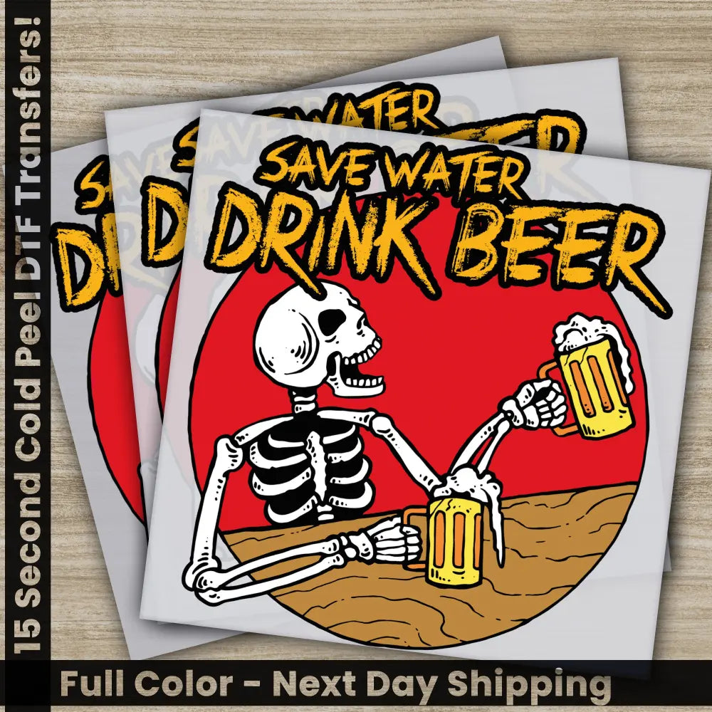 Halloween Transfers Save Water Drink Beer Ready to Press Personalized DTF Transfers For Family Gifts Heat Press DTF