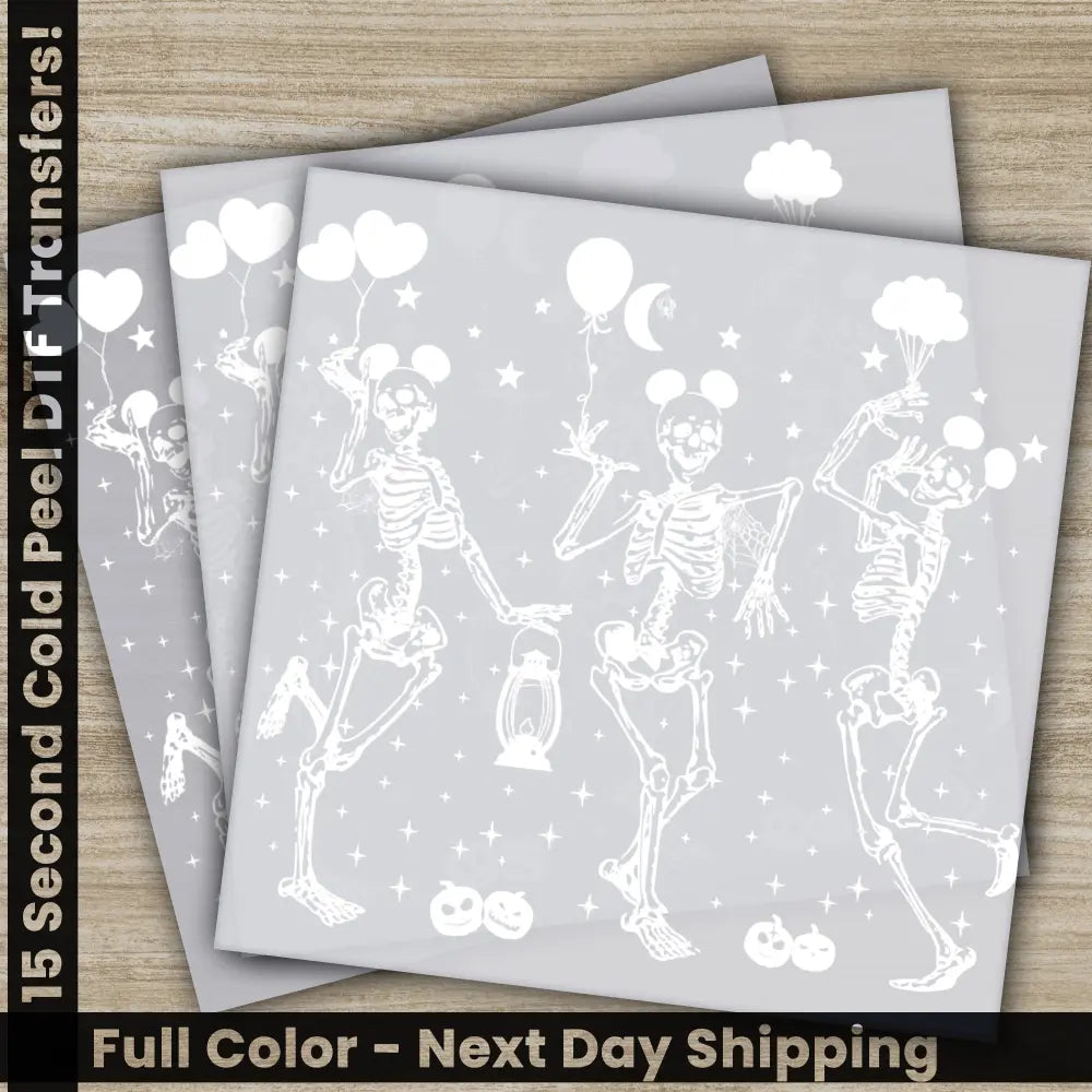 Halloween Transfers Skeleton Ready to Press Personalized DTF Transfers For Family Gifts Heat Press DTF Transfers