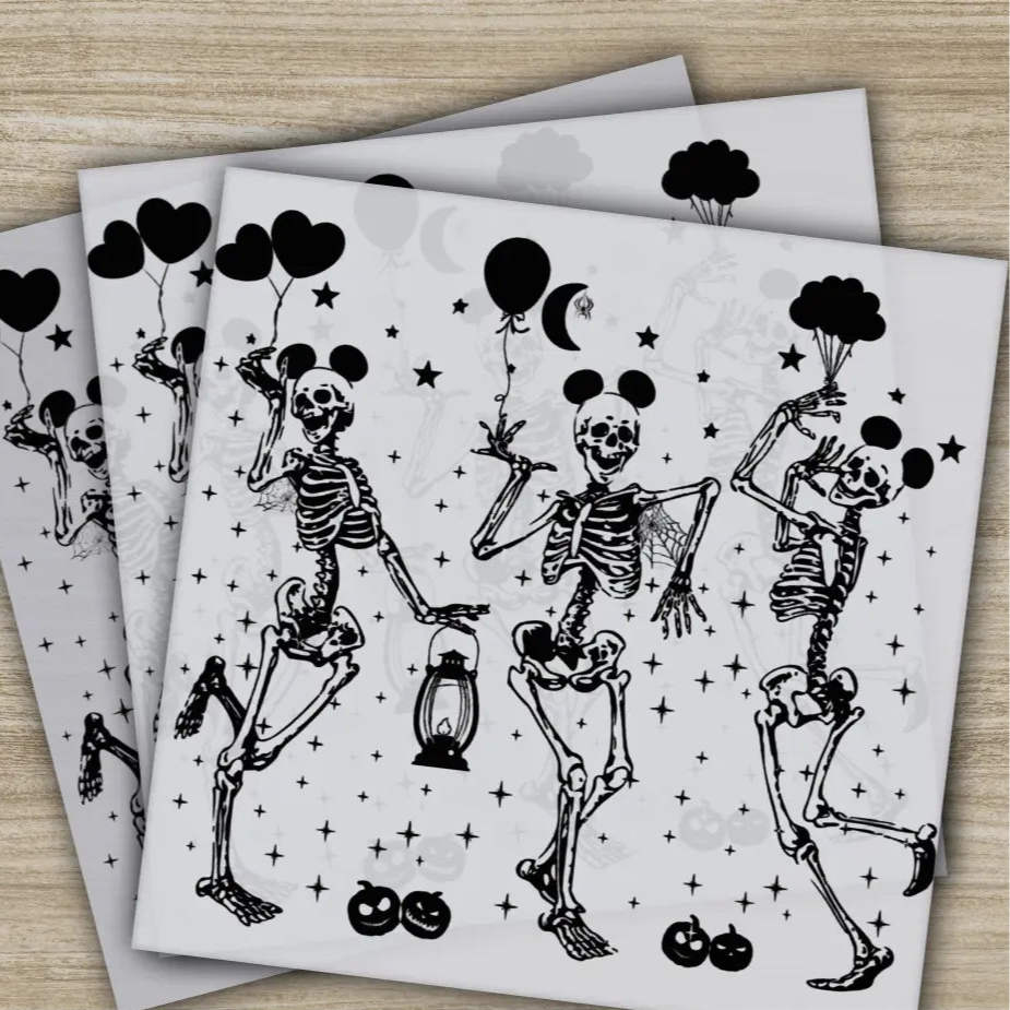 Halloween Transfers Skeleton Ready to Press Personalized DTF Transfers For Family Gifts Heat Press DTF Transfers