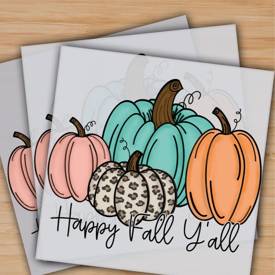 Happy Fall Y’all Pumpkin Ready to Press Personalized Gifts Sublimation DTF Prints Trendy DTF Prints Ready for Press