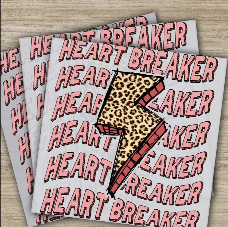 Heart Breaker Ready to Press Personalized DTF Transfers Valentine’s Day Gifts High Quality Heat Press DTF Transfers
