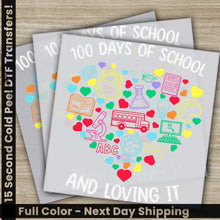 Load image into Gallery viewer, Heart Design 100 Days Of School Transfers Ready to Press Personalized DTF Transfers 100 Days Of School Gifts Heat Press
