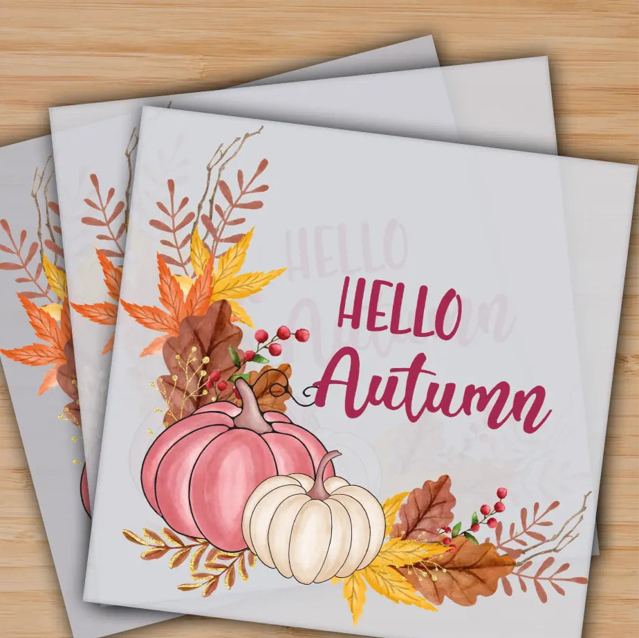 Hello Autumn Pumpkin Fall Thanksgiving Ready to Press Personalized Gifts Sublimation DTF Prints Trendy DTF Prints Ready